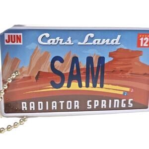 Disney Parks Cars Licenses Plate Keychain w Name SAM